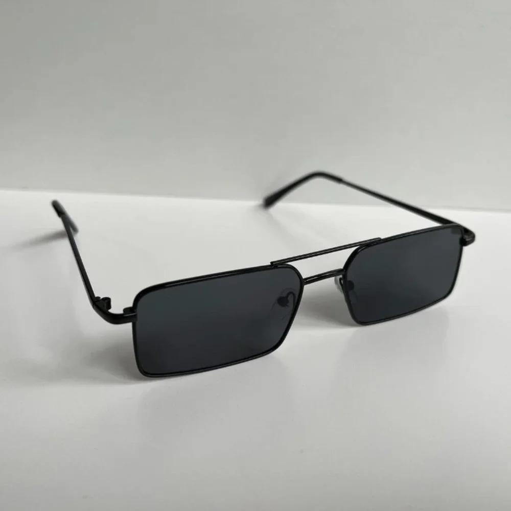 Vintage Y2K 90s 2000s slim square black trim sunglasses